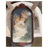 Vintage framed picture of mother and children 10” x 18