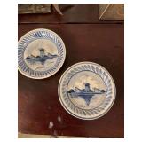 Two Delft Blue 4 inch handpainted plates