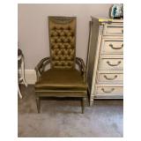 Drexel Heritage mid-century high back tufted chair ￼.. Green with Green.. 25” x 25” x 44 1/2” seat height 18 inches