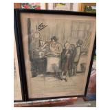 Vintage 1928 Ciro la marvh Marchand de frites Paris framed 13” x 17”