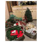 Three totes of Christmas with a few hanging pieces also as shown