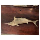 Vintage brass swordfish trinket tray, 10 inches long