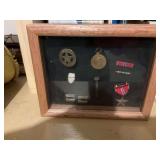 11 x 9” shadowbox with military badges and miscellaneous items