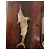 Vintage brass swordfish trinket tray, 10 inches long