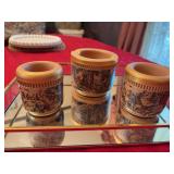 Italian Decoro Giollo Florentine, handmade ashtray and cigarette holders
