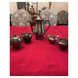 Leonard Silver plate pot with two different cream and sugar sets