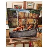 Bears oil on canvas black framed 20 x 20”