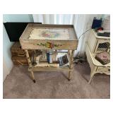 Antique hand painted rolling tray with shelf 24“ x 16“ x 30“ contents not included