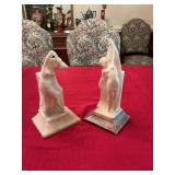 Pair of Italian marbled sculptures 10“ x 5“ signed Noade.. one chip as shown.