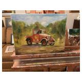 Red truck oil on canvas 14” x 11”