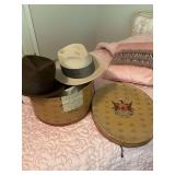 Two vintage hats in Vintage Knox, New York hat box.. see photos