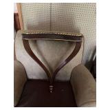 Vintage wall shelf..brown and gold.  Was hanging under lot number 32…..25” x 10 1/2” x 25 1/2”