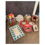 Group Of Christmas with a egg plate and Christmas present cookie jar