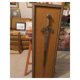 Mounted antique medieval style sword 17” x 51 1/2”
