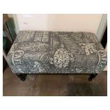 Grey and Beige footed Stool with brads 36” x 18”