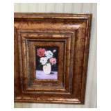 Nicely gold framed floral oil on canvas 15 1/2” x 17 1/2”