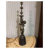 Vintage metal and brass putti cherub candlestick 6” x 26” see photos