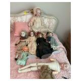 Group of antique bisque porcelain dolls