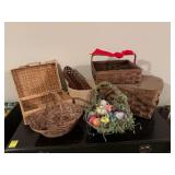 Grouping of baskets as shown to include several vintage baskets