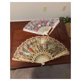Two vintage hand fans. damaged to one as shown