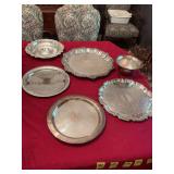 Grouping of silver plate. The first platter does have engraved D.