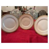 3-9 3/4 inch gold rimmed plates Old ivory plates