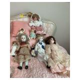 ￼ Group of eight antique bisque dolls