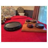 Seven wooden mixed decor stands