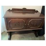 Antique sideboard with double doors. 42“ x 18“ x 36“.