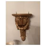 Vintage ornate gold gilt wall shelf. 10” x 17” appears to be plaster.