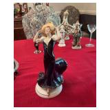 Royal Dux bohemian porcelain lady in hat figurine, cobalt blue 6” x 9 1/2”