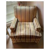Vintage velveteen , goldish green and silver chair 31“ x 36“ x 31“ with the seat height being 16 inches