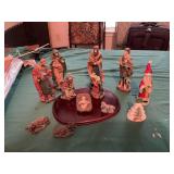 Nativity set,  Lefton porcelain tree bell and a ceramic Santa