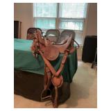Vintage leather saddle as shown