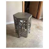 Silver and black octagon shaped table 17” x 15” x 22”