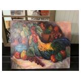 Hand painted rooster canvas 21” x 16”