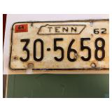 Vintage 1962 Tennessee license plate