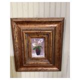 Nicely gold framed floral lily on canvas 15 1/2” x 17 1/2”