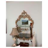 Antique French style, gold and white mirror 30“ x 47“