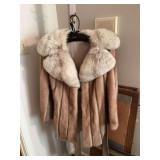 Vintage leather and mink fur coat from Helena of Memphis. Approximate size 8 to 10.