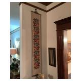 Needlepoint Rose bell pull 10” x 57”