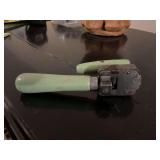 Vintage Edlund company Burlington pending can opener with green handles
