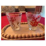 Two vintage dancer shot glasses 2” x 2 1/2”