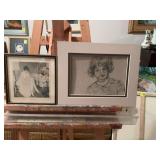 14 x 11 pencil drawing and a 9 in. vintage picture Torn Lingerie