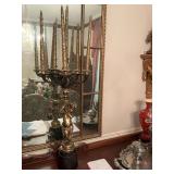 Antique French brass and metal putti cherub candelabra 12” x 26” without candles