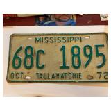 Vintage 1972 Mississippi license plate