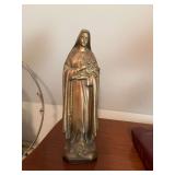 Gold plaster Mary /Madonna figurine 5“ x 16“