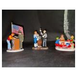 Grouping of (3) Dept. 56 The Original Snow Village porcelain figurines - Brand New Recruit, Pleasing The Palate!, Campbell’s M’m! M’m! Good!