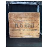Vintage wood shipping crate for K.C. Baking Powder manufactured by the Jaques Manufacturing Company