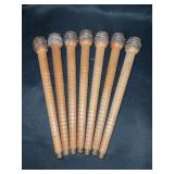 Set of (7) antique wooden thread spools - 8-3/4” long
